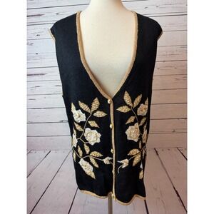 NWT Jaclyn Smith Ugly Christmas Sweater Vest knit size Small Style 9464 Metallic